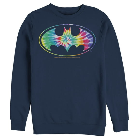 Men's Batman Tie Dye Logo  Sweatshirt Navy Blue Large