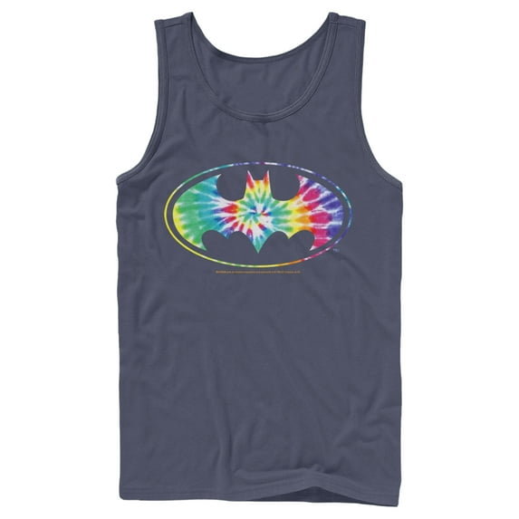 Men's Batman Tie Dye Logo Tank Top Navy Blue Medium