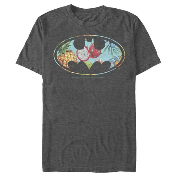 Men's Batman Tropical Logo Graphic Tee Charcoal Heather Small