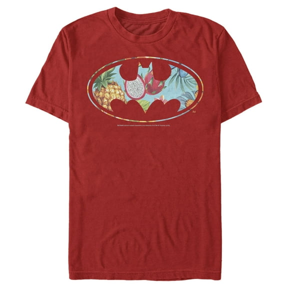 Men's Batman Tropical Logo Graphic Tee Red Large