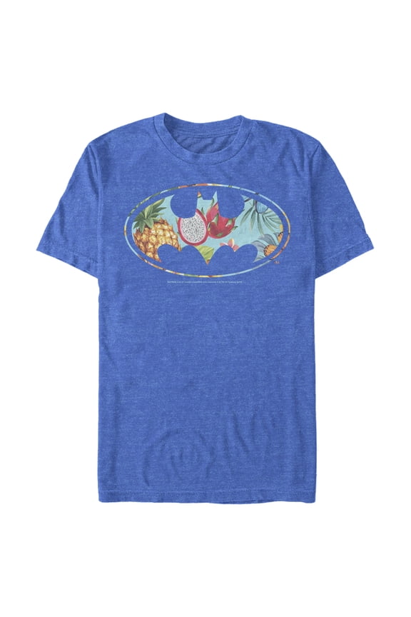 Men's Batman Tropical Logo Graphic Tee Royal Blue Heather X Large