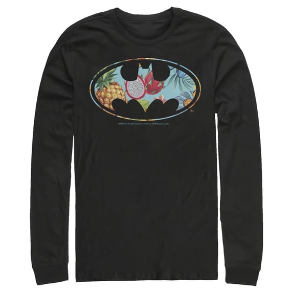 Men's Batman Tropical Logo Long Sleeve Shirt Black X Large