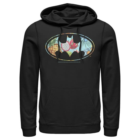 Men's Batman Tropical Logo Pull Over Hoodie Black Medium