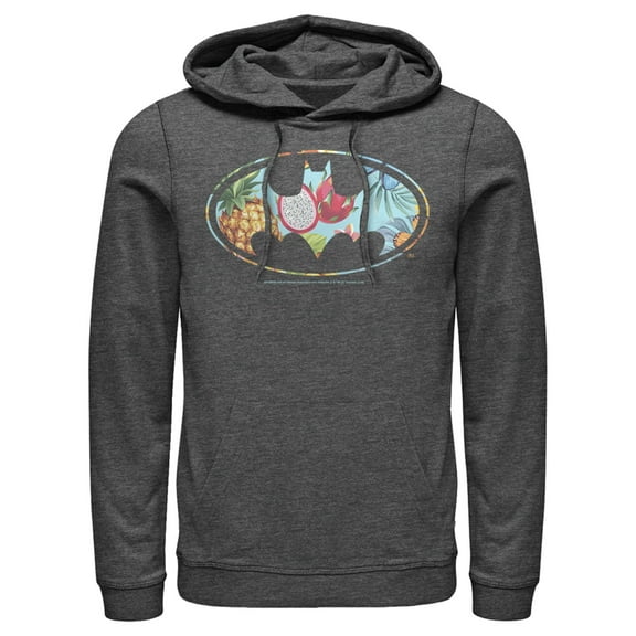 Men's Batman Tropical Logo  Pull Over Hoodie Charcoal Heather 2X Large