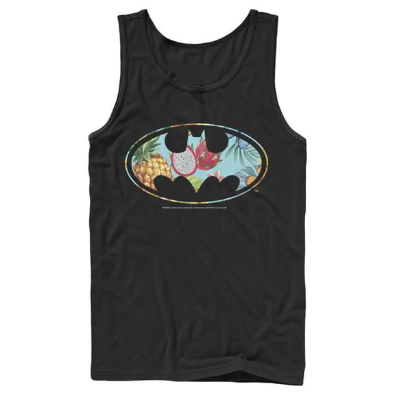 Men's Batman Tropical Logo Tank Top Black Medium