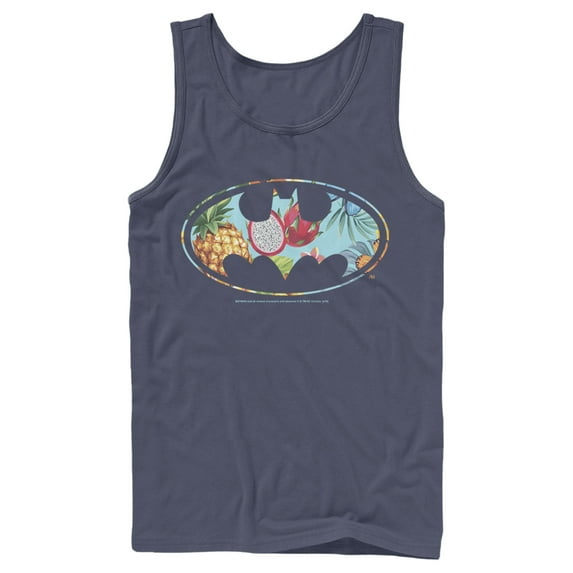 Men's Batman Tropical Logo Tank Top Navy Blue Medium