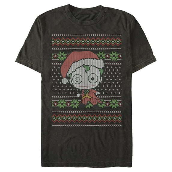 Men's Batman Ugly Christmas Chibi Joker Graphic Tee Black Small