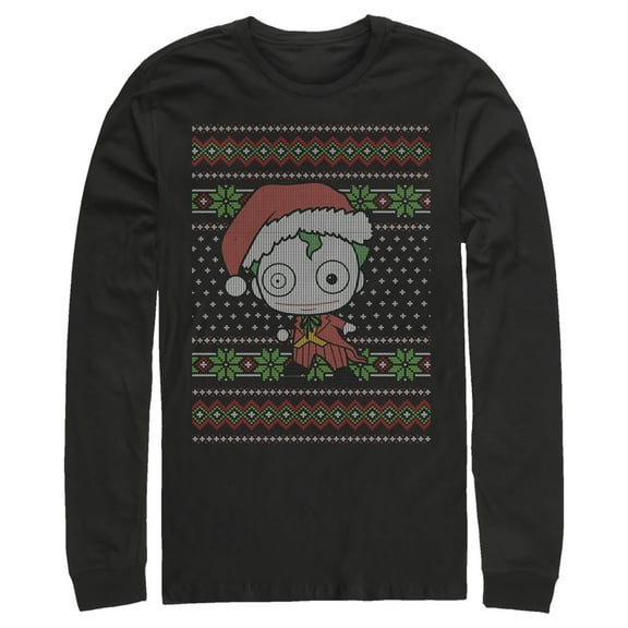 Men's Batman Ugly Christmas Chibi Joker  Long Sleeve Shirt Black X Large