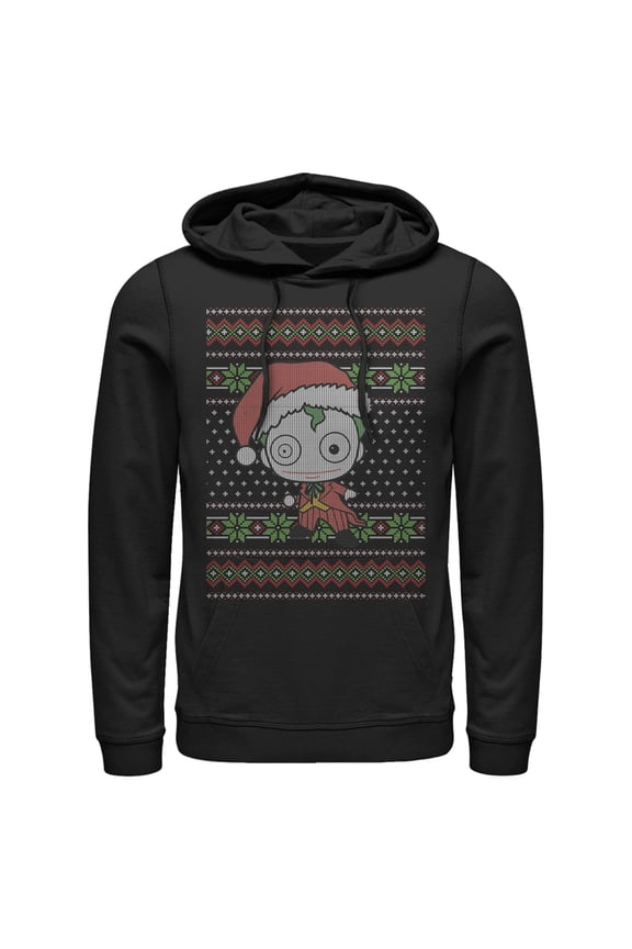 Men's Batman Ugly Christmas Chibi Joker Pull Over Hoodie Black Large