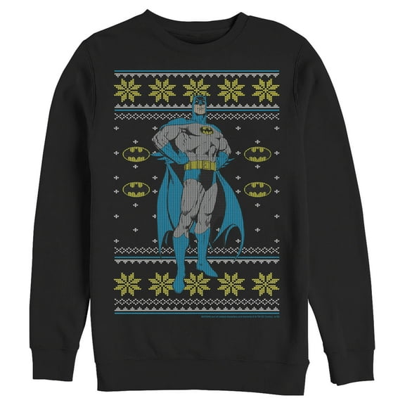 Men's Batman Ugly Christmas Dark Knight Pose Sweatshirt Black X Large