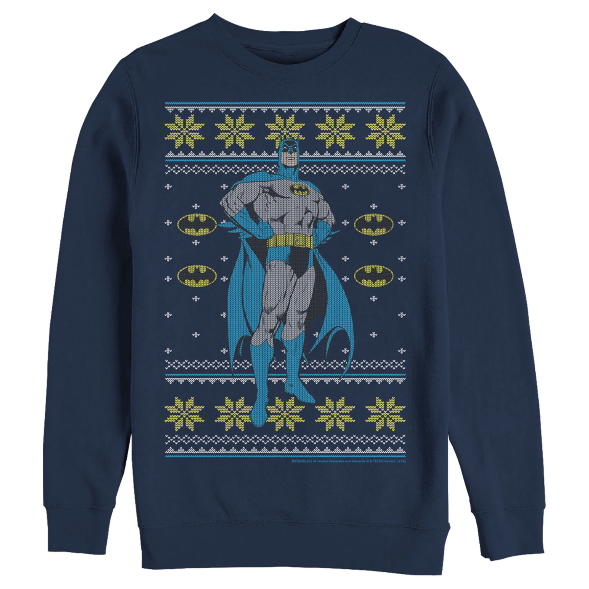 Men's Batman Ugly Christmas Dark Knight Pose Sweatshirt Navy Blue ...