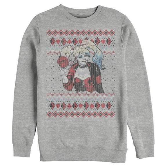 Men's Batman Ugly Christmas Harley Quinn  Sweatshirt Athletic Heather X Large
