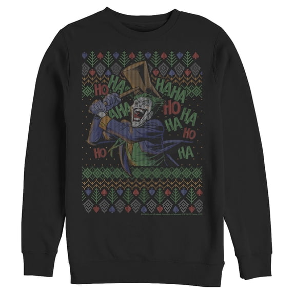 Men's Batman Ugly Christmas Joker Ha Ha Sweatshirt Black X Large