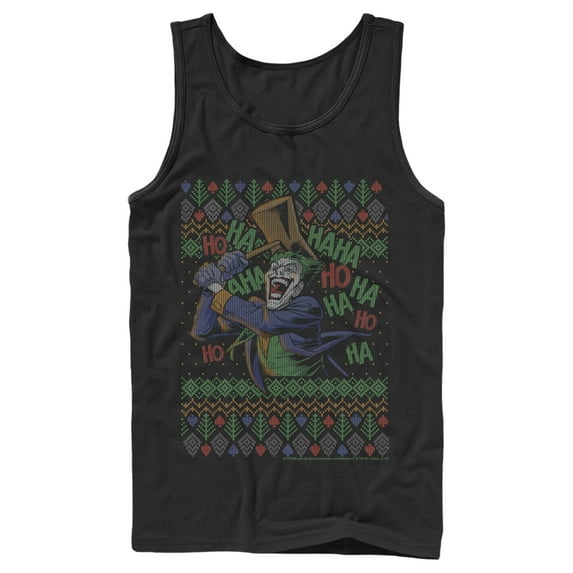 Men's Batman Ugly Christmas Joker Hammer Tank Top Black Medium