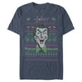 thumbnail image 1 of Men's Batman Ugly Christmas Joker Laugh Graphic Tee Navy Blue Heather Medium, 1 of 3