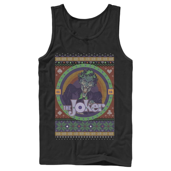 Men's Batman Ugly Christmas Joker Tank Top Black X Large