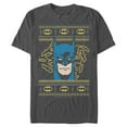 thumbnail image 1 of Men's Batman Ugly Christmas Masked Hero  Graphic Tee Charcoal Small, 1 of 4