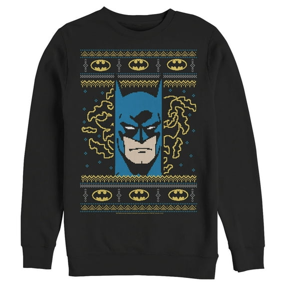 Men's Batman Ugly Christmas Masked Hero Sweatshirt Black Small