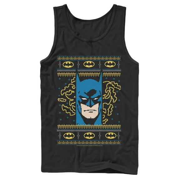 Men's Batman Ugly Christmas Masked Hero Tank Top Black Small
