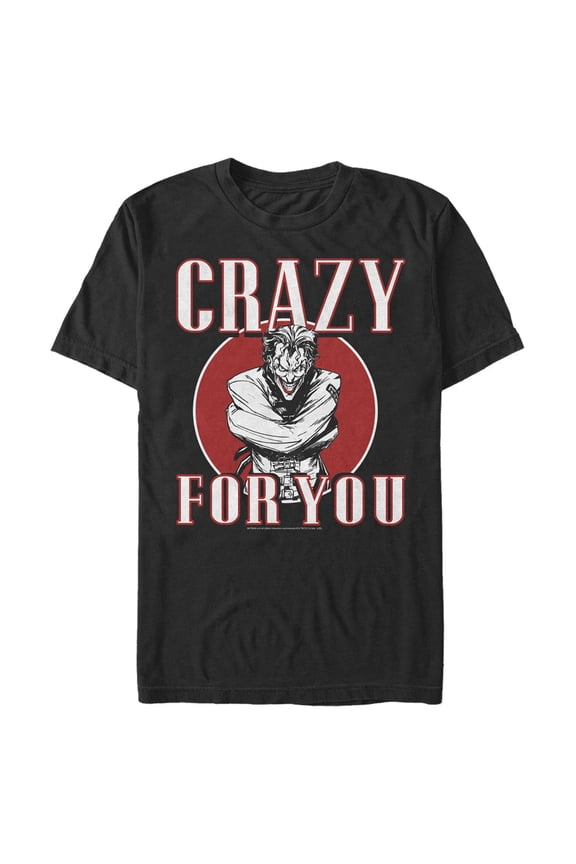 Men's Batman Valentine's Day Joker Crazy For You Graphic Tee Black Medium