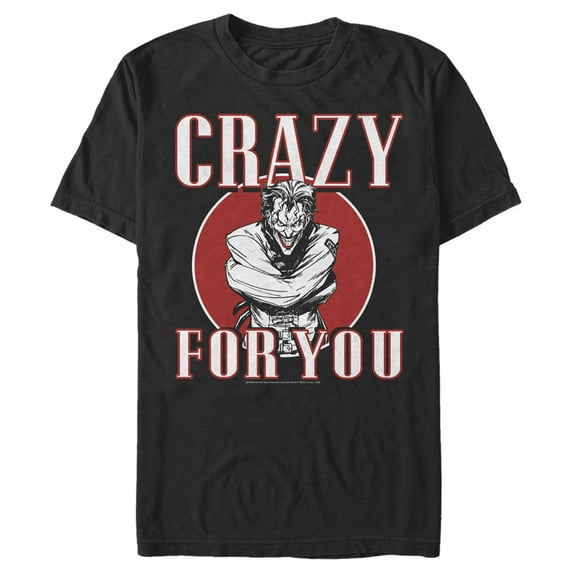 Men's Batman Valentine's Day Joker Crazy For You Graphic Tee Black Medium