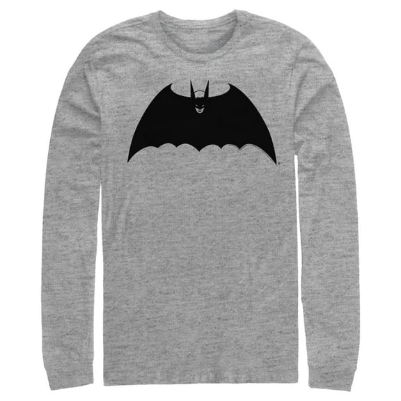 Men's Batman Winged Caped Crusader Symbol  Long Sleeve Shirt Athletic Heather Large
