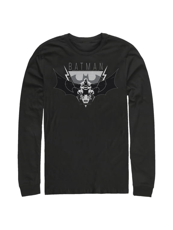 Men's Batman Winged Hero Emblem Long Sleeve Shirt Black X Large