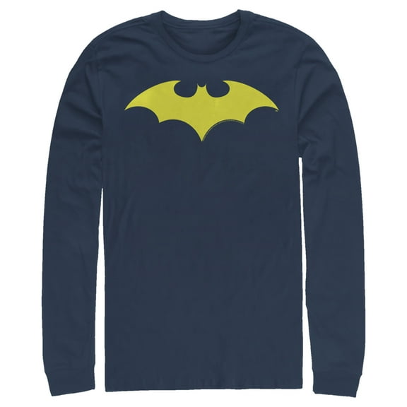 Men's Batman Winged Hero Symbol Long Sleeve Shirt Navy Blue Small