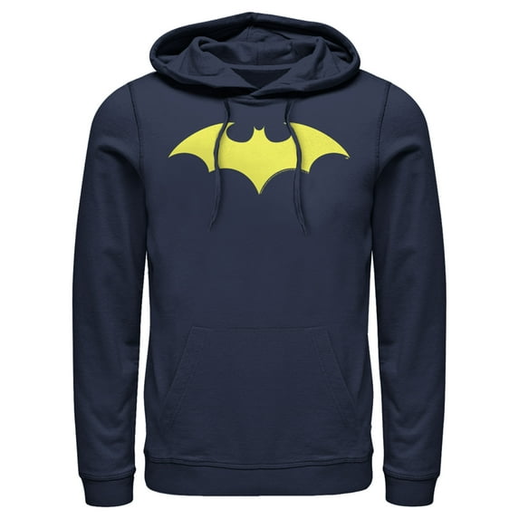 Men's Batman Winged Hero Symbol Pull Over Hoodie Navy Blue 2X Large