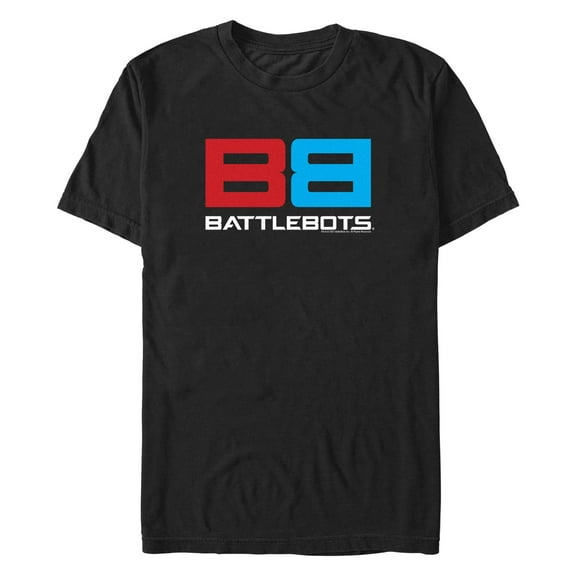 Men's Battlebots Red and Blue Logo  Graphic Tee Black Medium