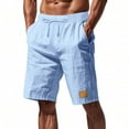 thumbnail image 1 of Men's Beach Bermuda Shorts 9 Inch Inseam Textured Lightweight Drawstring Summer Casual Short Pants with Pockets for Outdoor Vacation Travel Tropical Cruise, 1 of 9