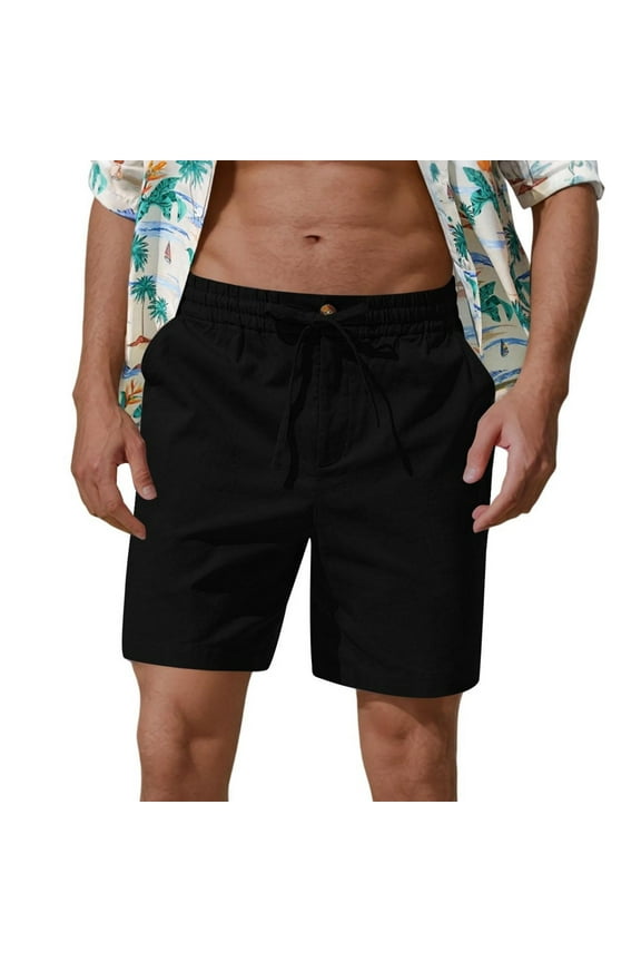 Men's Beach Bermuda Shorts Knee Length Summer Quick Dry Board Shorts Elastic Waist Drawstring 7"/9" Inseam Short Pants for Tropical Vacation