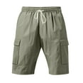 thumbnail image 1 of Men's Beach Cargo Shorts Elastic Waist with Drawstring Multi-Pocket Casual Shorts Outdoor Athletic Short Pant, 1 of 7
