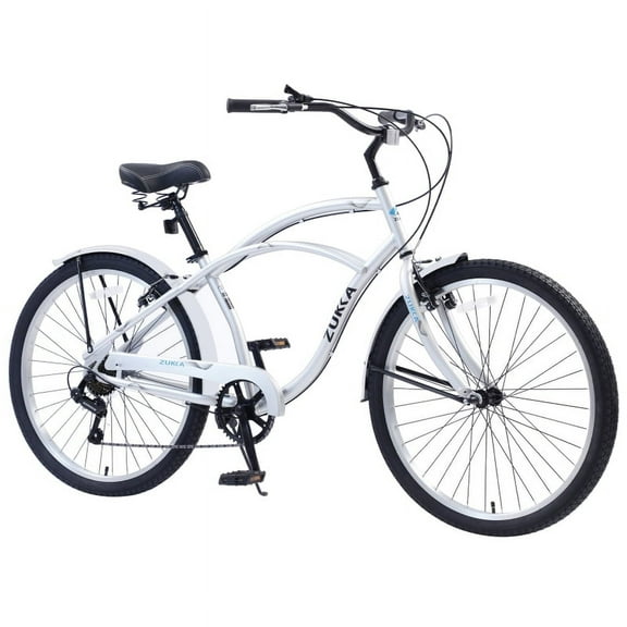 【LuckyNote】Adult Beach Cruiser Bicycles - 7-Speed (Shimano Shifter/Gearbox), 26" Wheels, 17" Steel Frame, Front & Rear V-Brakes