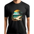 thumbnail image 1 of Men's Beach Graphic Print Short Sleeve T-Shirt For Men 1 Pcs Graphic Tee 100% Heavy Cotton - Comfortable Crew Neck, Soft Tees Casual Tops, 1 of 6
