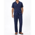 thumbnail image 1 of Men 2 Piece Linen Outfit Suitable for Indoor & Outdoor Beach Button Down Shirt Casual Loose Pant Sets L, 1 of 6