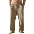 thumbnail image 1 of Men's Beach Pants Drawstring Elastic Straight Leg Trousers Lightweight Casual Loose Stylish Pants With Pockets (3XL, Khaki), 1 of 9