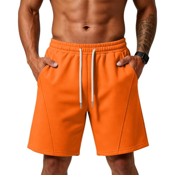 Men's Beach Shorts Air Layer Fabric Relaxed Fit Casual Athletic Shorts Lightweight Everyday Sports Shorts Orange XL