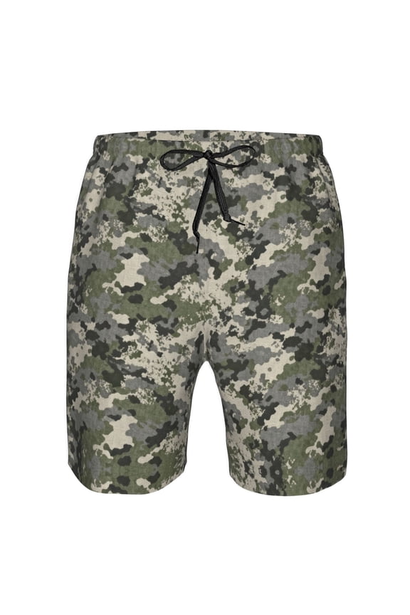 Men's Beach Shorts Army Pixel Camouflage Board Shorts Summer Swim Trunks with Mesh Liner Large