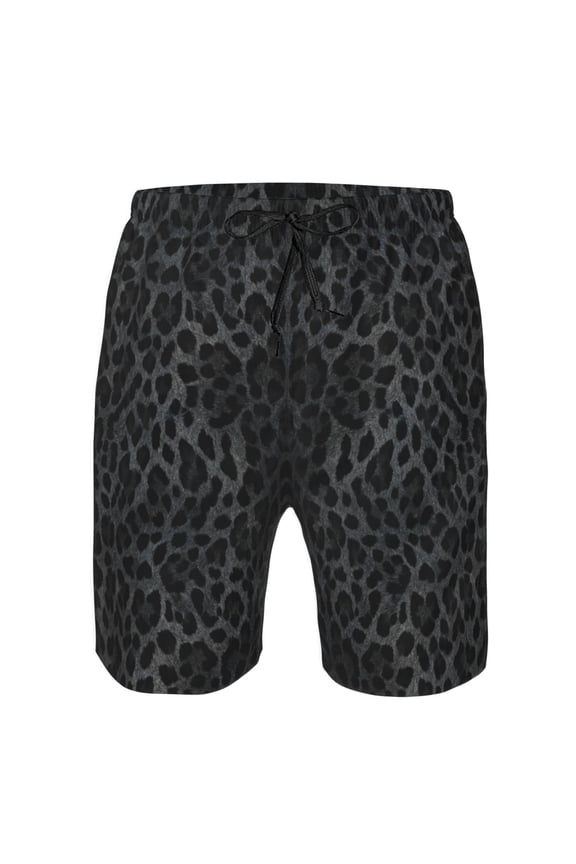 Men's Beach Shorts Black Cheetah Leopard Board Shorts Summer Swim Trunks with Mesh Liner Small