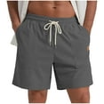 thumbnail image 1 of Men's Beach Shorts Casual Elastic Waist Drawstring Corduroy Short Summer Breathable Running Short with Pockets, 1 of 4