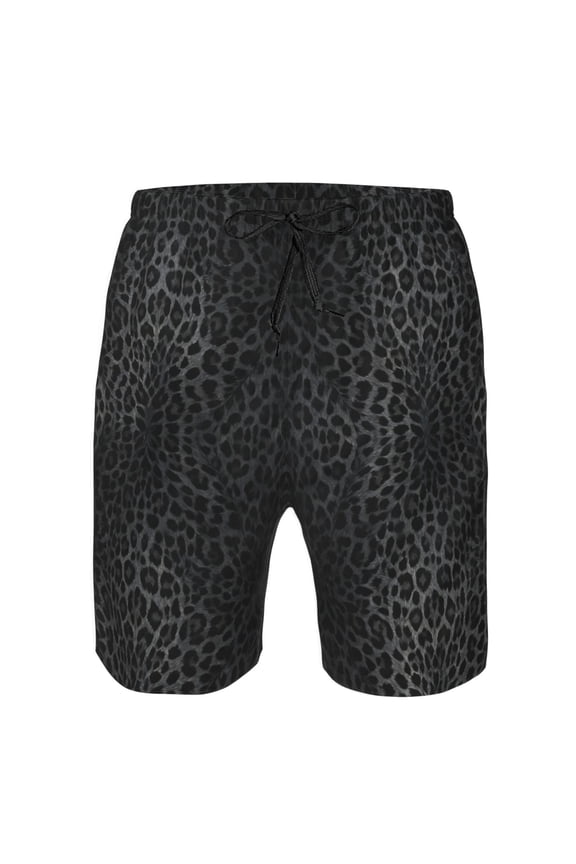 Men's Beach Shorts Cheetah Black Leopard Board Shorts Summer Swim Trunks with Mesh Liner Large