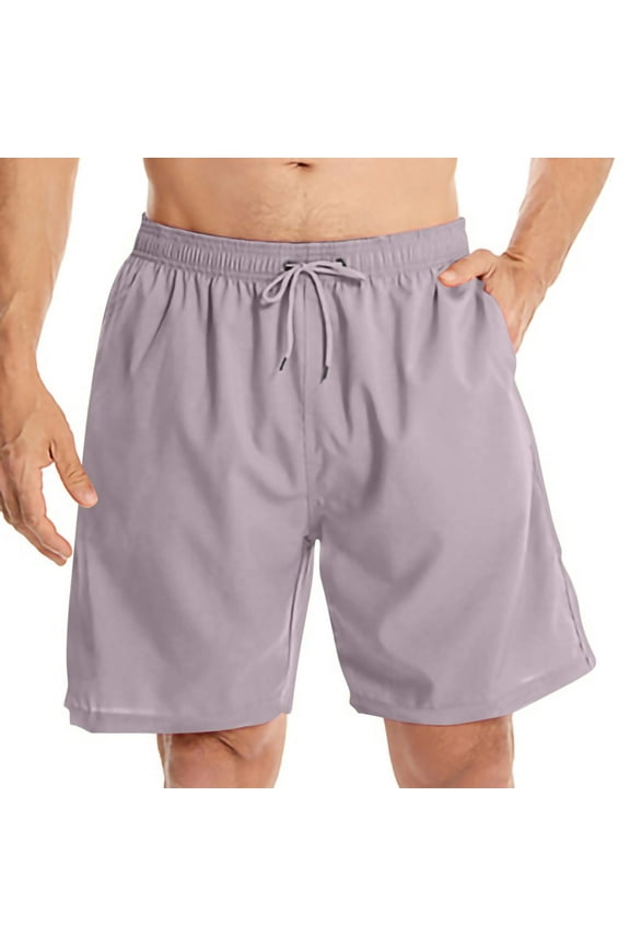 Men's Beach Shorts Solid Color Beach Surfing Pants Casual Plus Size Bermuda Pants Sports Shorts Gray