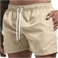 thumbnail image 1 of Men's Beach Shorts Summer Casual Board Shorts Quick Dry Cozy Drawstring Swim Trunks Short Pant with Pockets Coffee L, 1 of 4