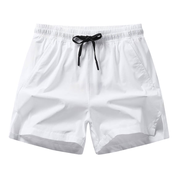 Men's Beach Shorts Summer Elastic Waist Lightweight Sport Shorts Solid Color Casual Comfortable Short Pants with Drawstring Pocket