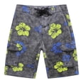 thumbnail image 1 of Men's Beach Wear Board Shorts with Pocket in Stone Wash Vintage Black Floral 30, 1 of 3