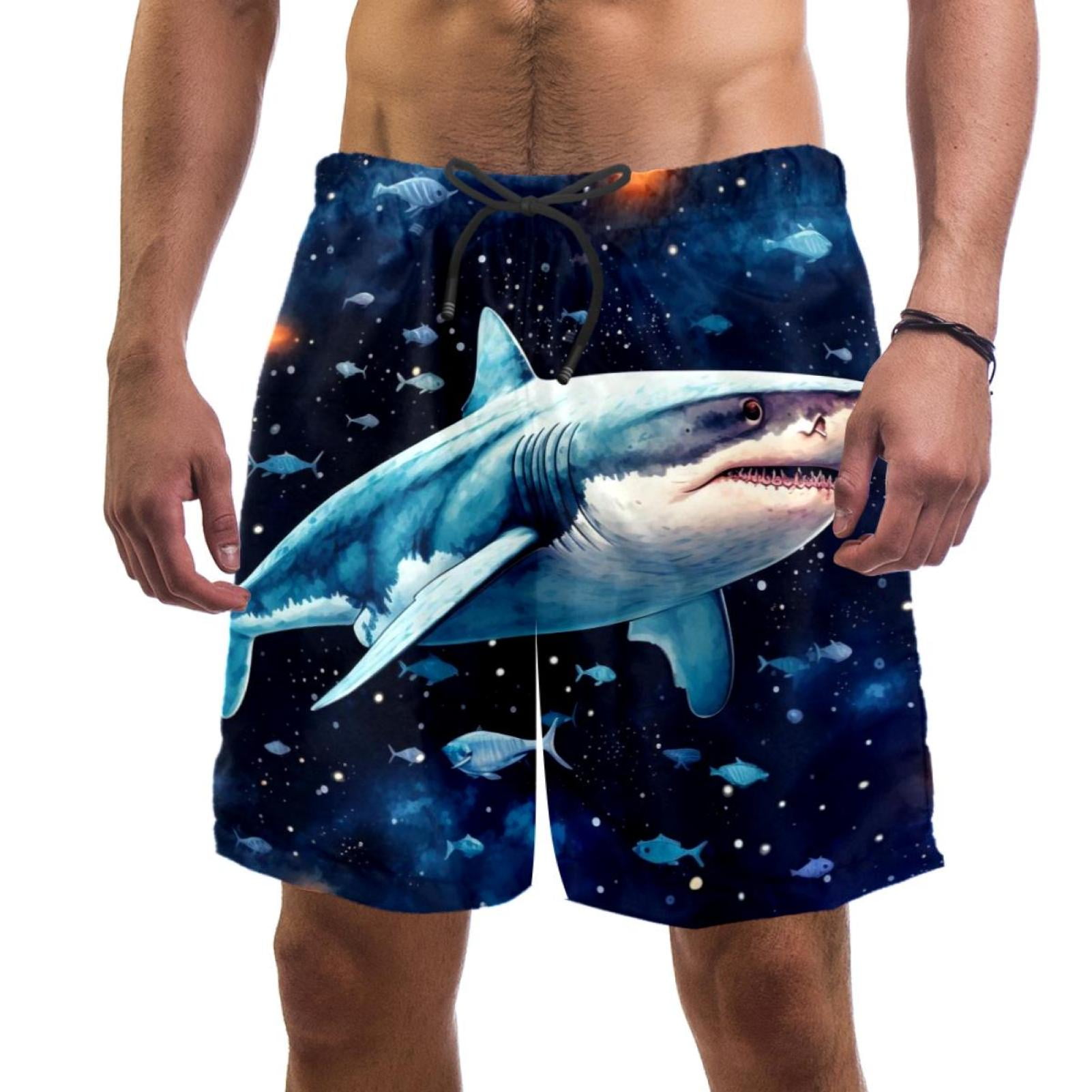 Men’s Beachwear Quick Dry Swim Trunks, Ocean Shark Starry Sky ...