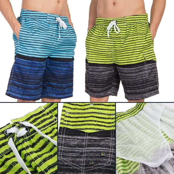 Men's Beachwear Summer Holiday Swim Trunks Quick Dry Striped