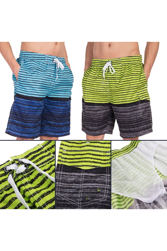 Men's Beachwear Summer Holiday Swim Trunks Quick Dry Striped