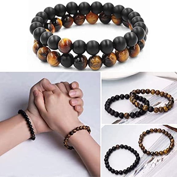 Men's Beaded Lava Stone Beads Couple Bracelet